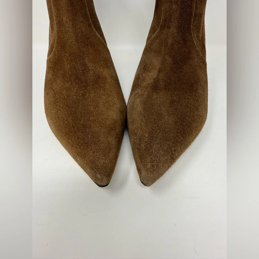 New Stuart Weitzman Mara Zip Suede Bootie Espresso Sz 8.5
